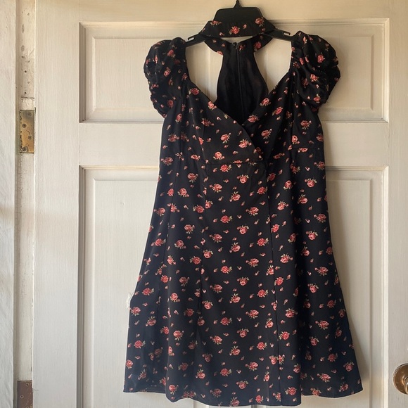 Store Black Floral Off the Shoulder Choker Dress Size L - Picture 1 of 4